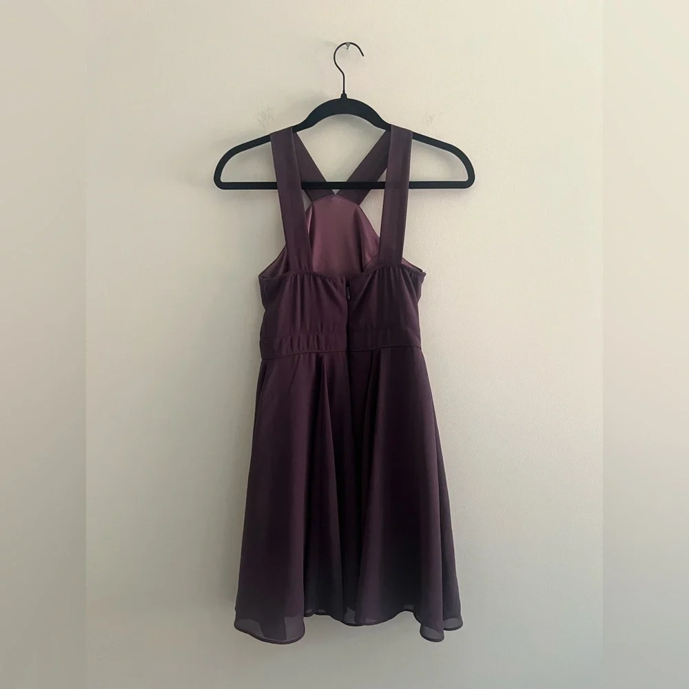Lulus XS Plum Purple Cross-Back Skater Dress Fit & Flare Cocktail Party Wedding - Picture 6 of 6